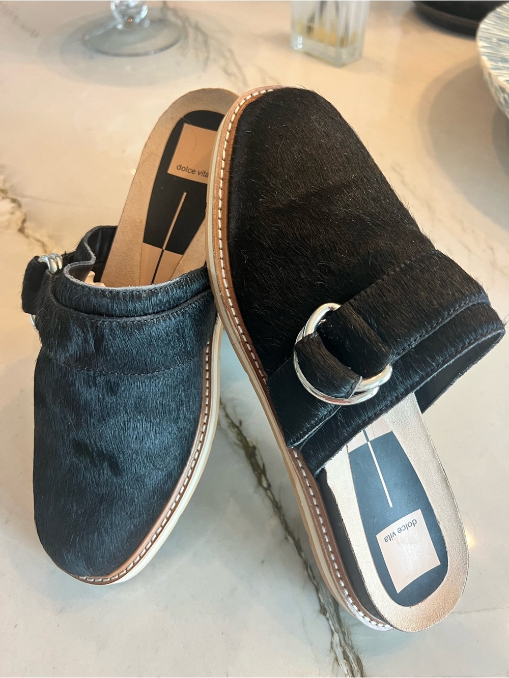 Dolce Vita Black Slip-On Mules with Buckle